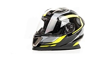 Шлем мото интеграл HIZER J5318 (L) #1 black/yellow (2 визора)