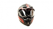Шлем мото мотард HIZER B6196-1 (L) #4 black/red