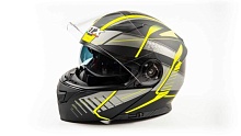 Шлем мото модуляр GTX 550 (L) #3 BLACK/FLUO YELLOW GREY (2 визора)