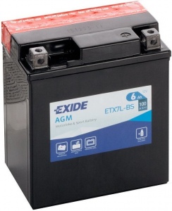 Аккумулятор EXIDE ETX7L-BS (12V/6Ah) (YTX7L-BS)